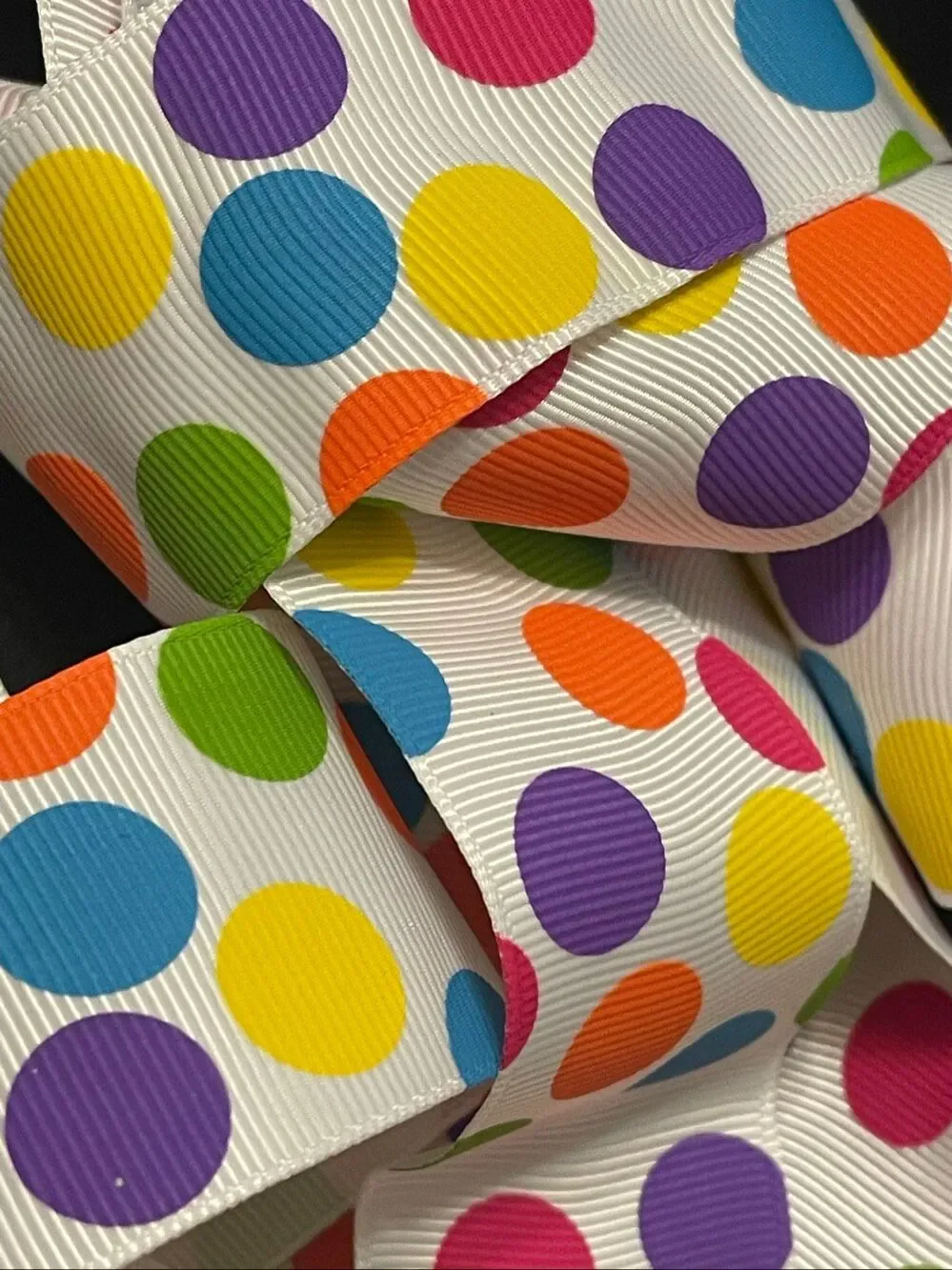 1.5” printed grosgrain Ribbon NEW 5 yards yds colorful funky crazy polka dots